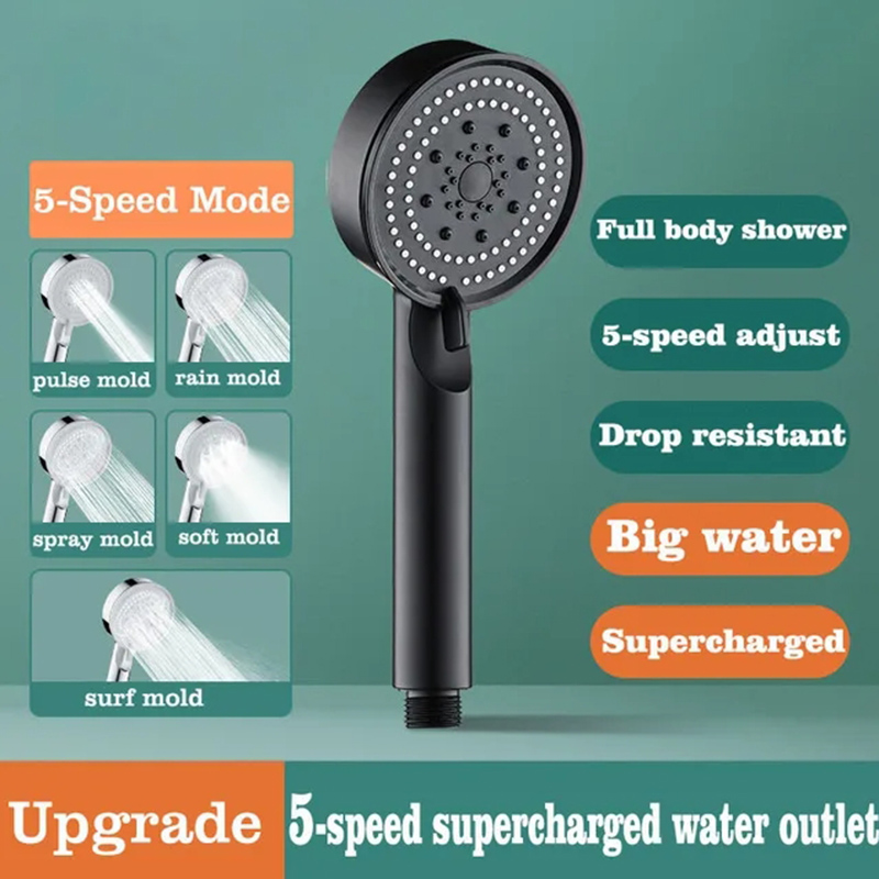 High Pressure Shower Head 5 Modes Adjustable Showerheads with Hose ...