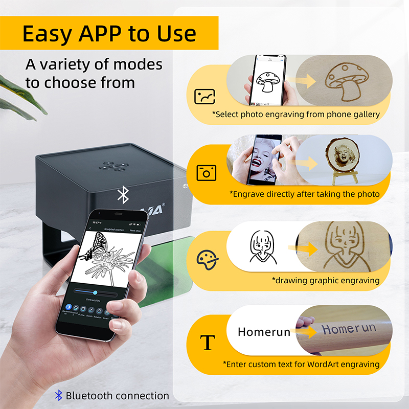 DAJA DJ6 Mini Portable Laser Engraver Diy Bluetooth Machine Painted Dog Tag Paper Leather Wood Plastic Logo CNC Business Machine. 