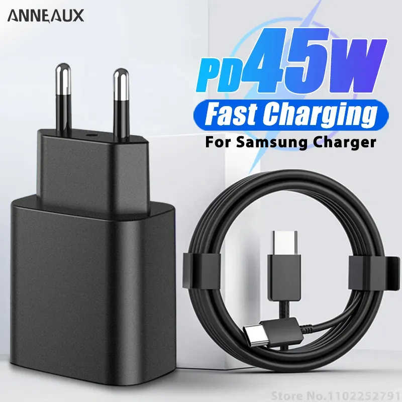 PD 45W Super Fast Charger For SAMSUNG Galaxy S21 S22 S23 S24 Ultra Fast Charging Phone USB C Charge Type C Cable 2M Wall Adapter