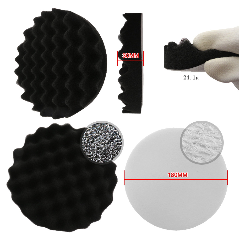 8Pcs Buffing Pad Set Thread 3/5/7inch Auto Car Repair Polishing pad Kit for Car Polisher+Drill Adaptor Power Tools accessories. 