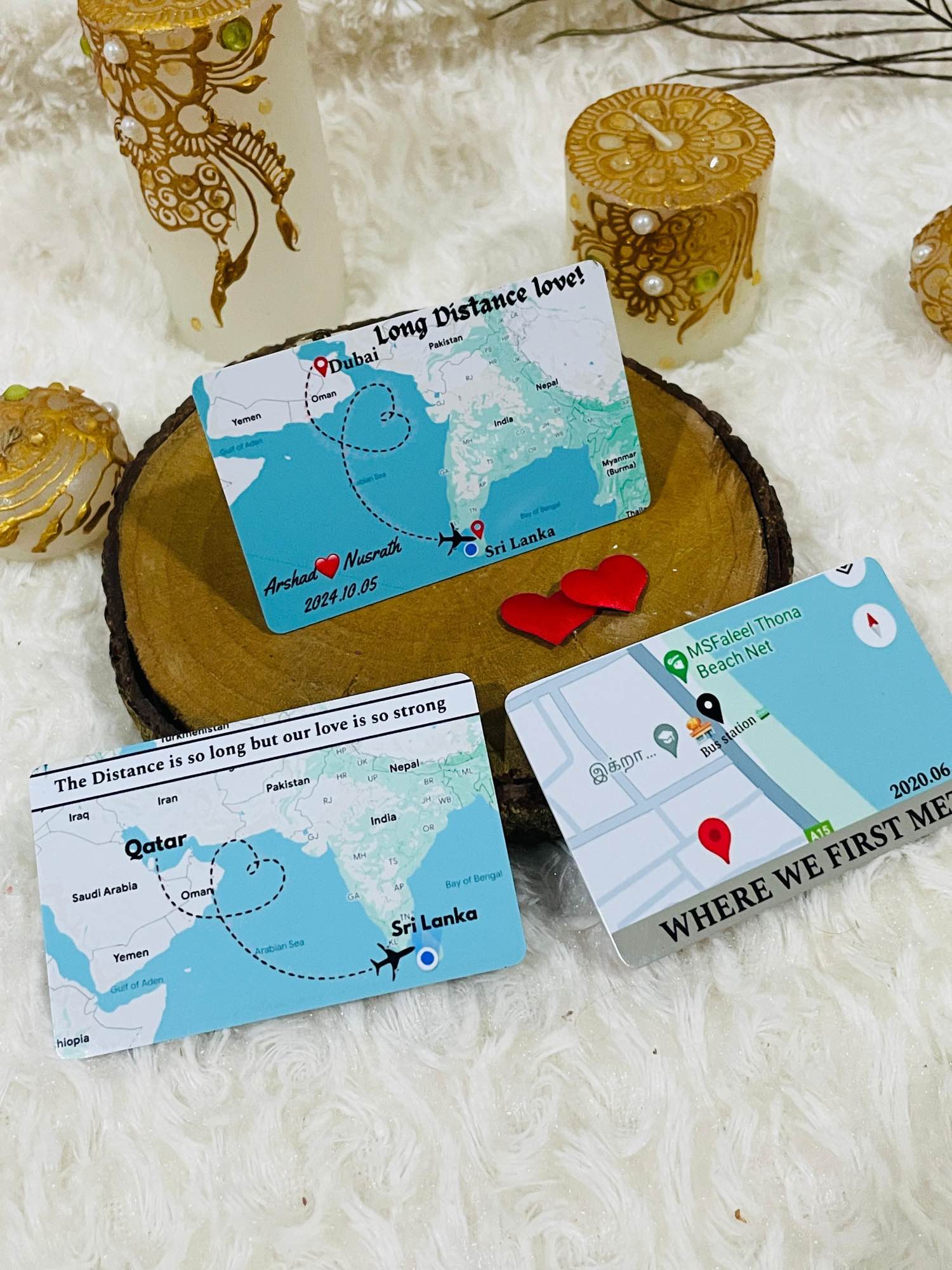 Customize love bank card with photos and text. 