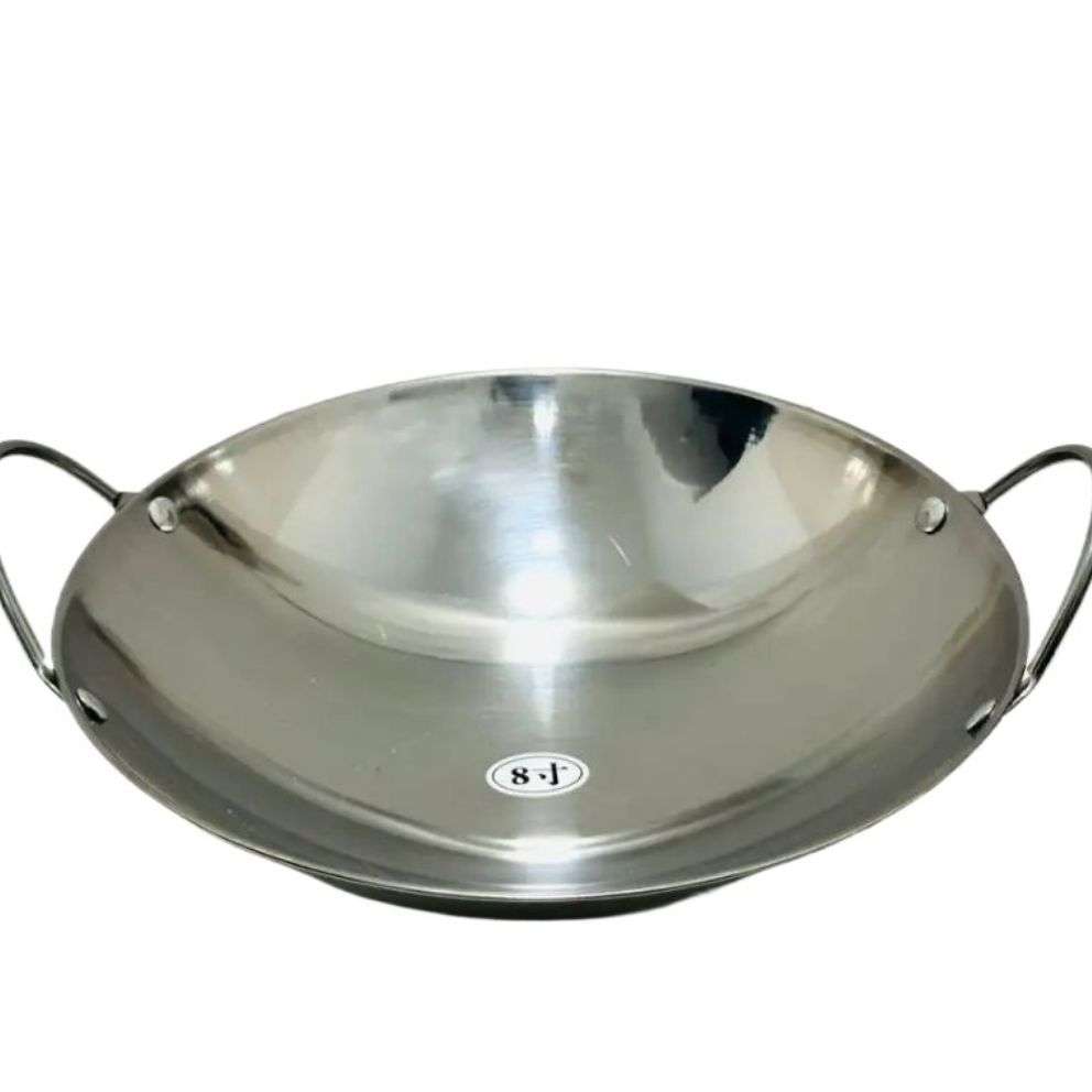 Round Deep Bottom Wok Double- Eared Wok Stainless Steel Wok Pan