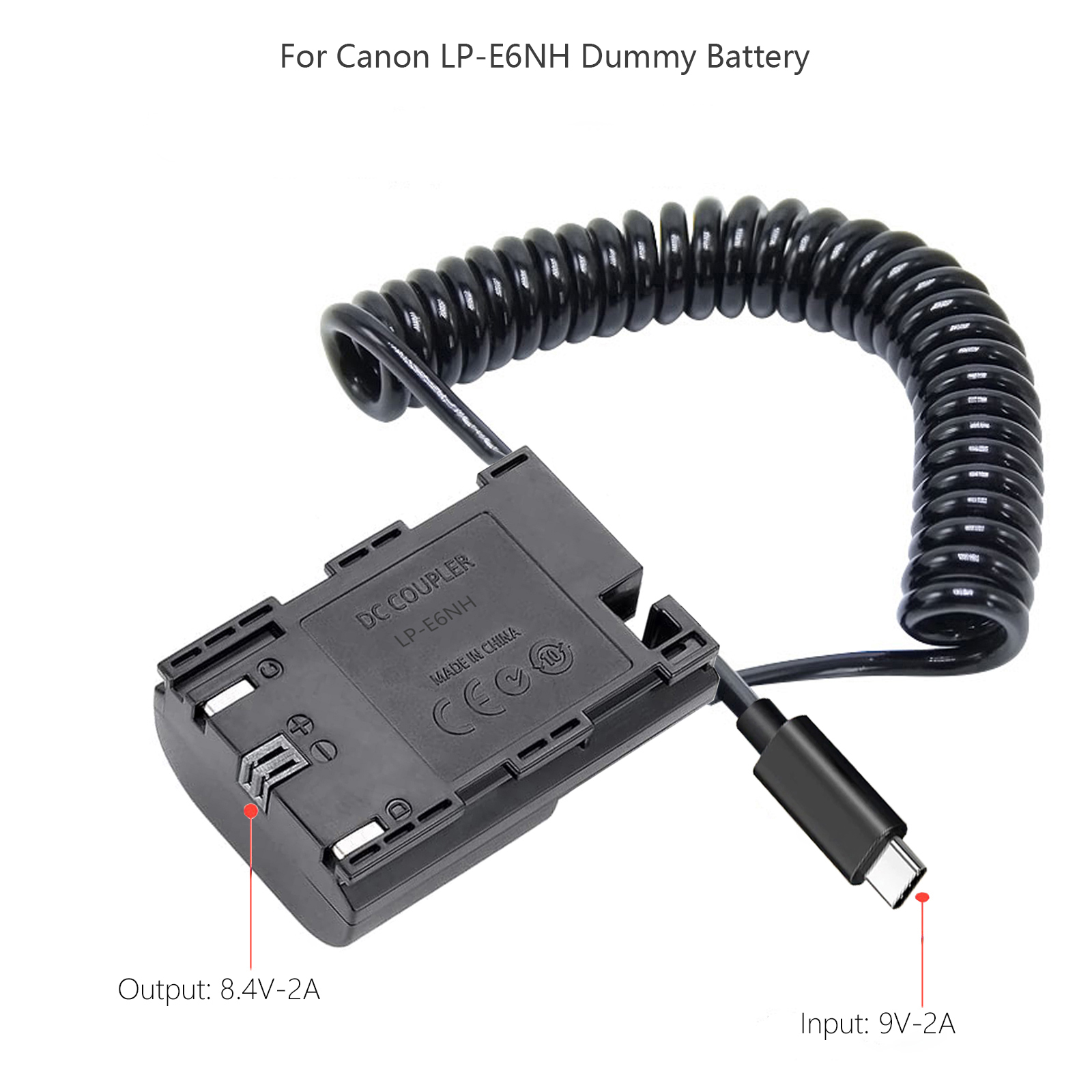 ACK-E6 DR-E6 USB-C Adapter LP-E6 LP-E6N Dummy Battery for Canon EOS R R5 R6 R7,80D 70D 60D 90D,5D Mark II III IV,6D 7D. 