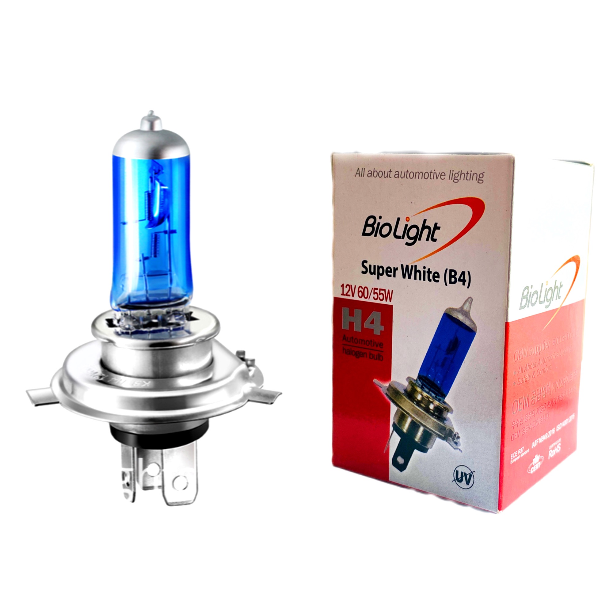 H4 12V 60/55W korean biolight super white headlight bulb 1pcs