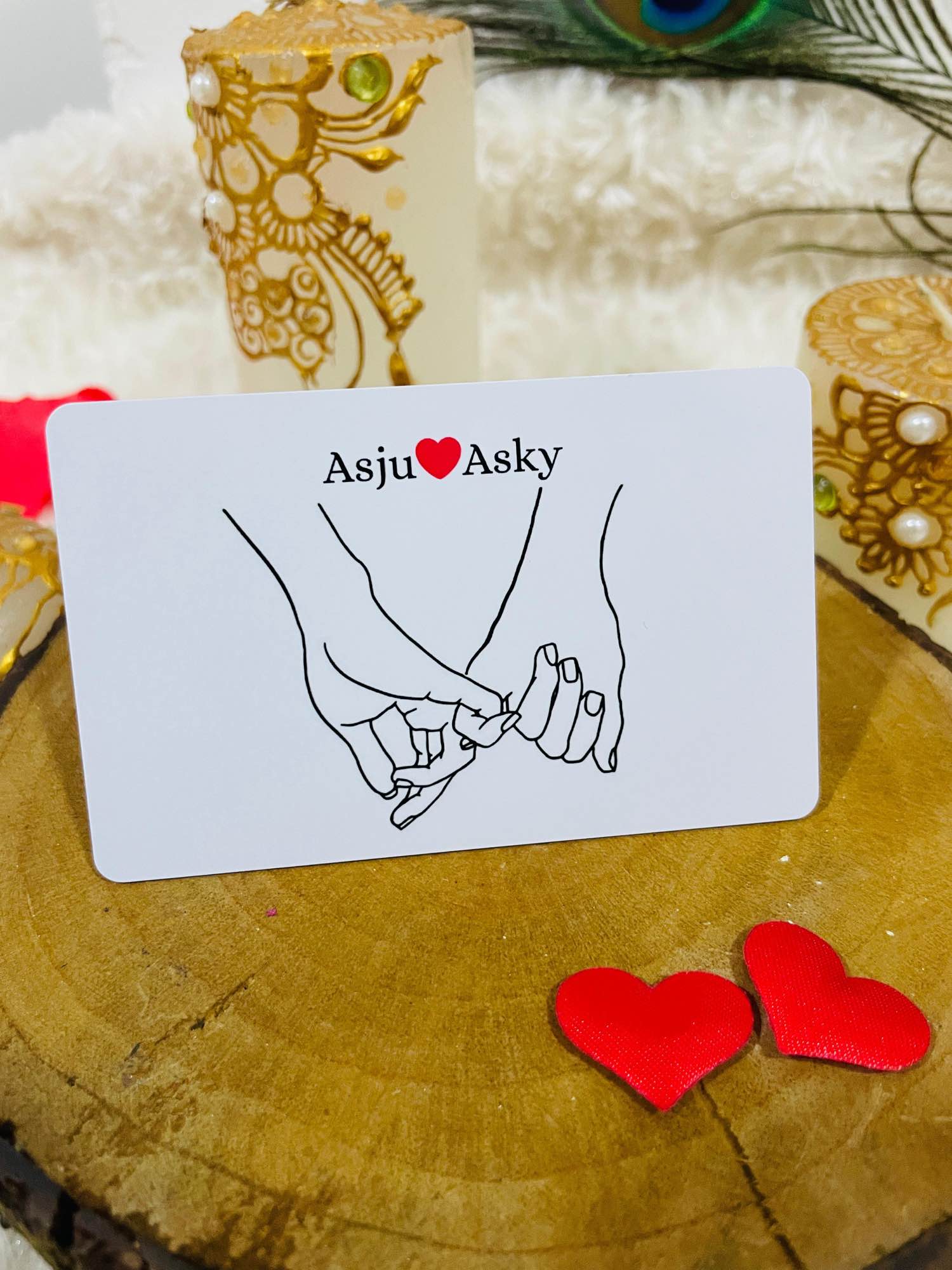 Customize love bank card with photos and text. 