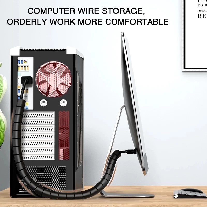 2/1M 16/10 mm Flexible Spiral Cable Wire Protector Cable Organizer Computer Cord Protective Tube Clip Organizer Management Tools. 