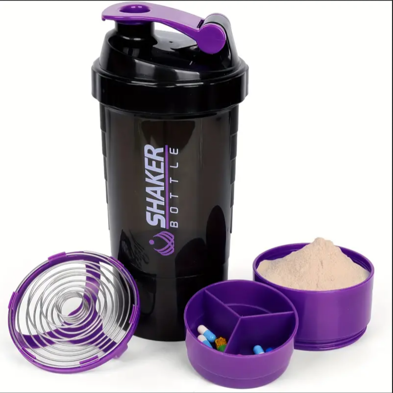 Shaker Bottle With Power Container 2 Tiers Protein Shakes Powder Shaker Bottle Sports Water Bottle Ideal For Sports Gym Fitness. 