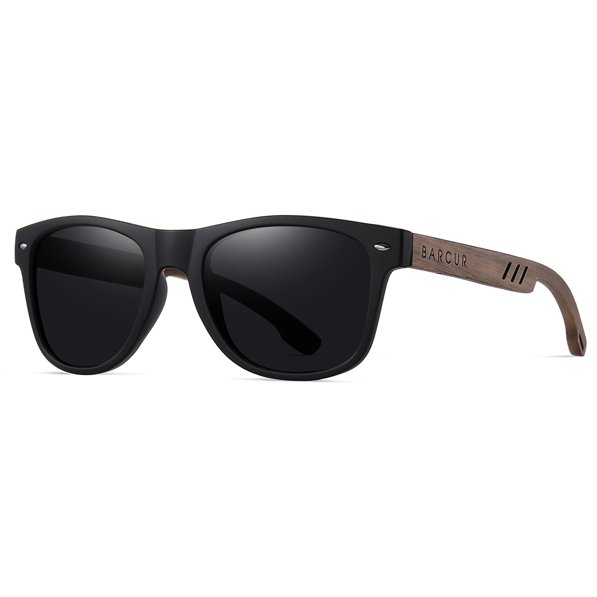 BARCUR Black Walnut Sunglasses for Men Wood Sun Glasses Man