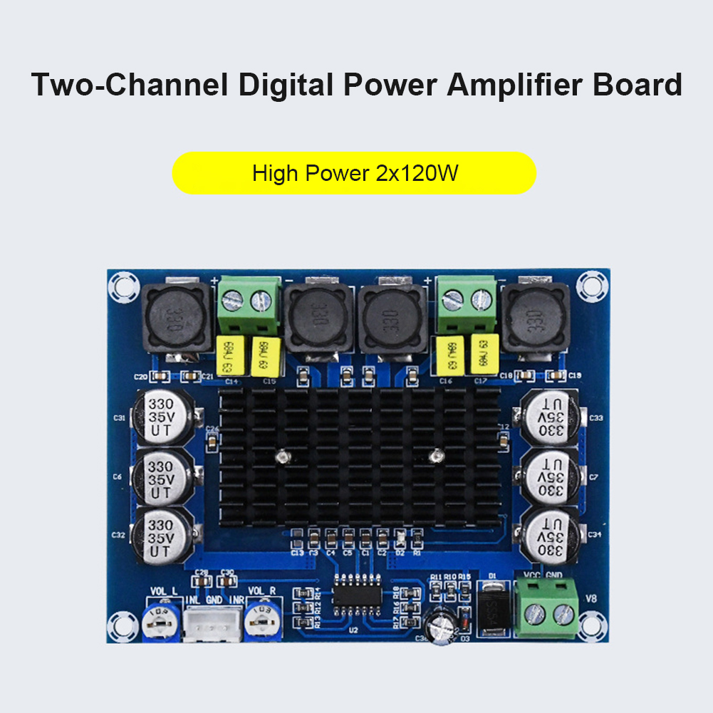 DC 12V 24V TPA3116D2 Digital Dual Channel Amplifier Board Stereo Audio  Module XH-M543 120Wx2 Subwoofer Audio Board Amplifier