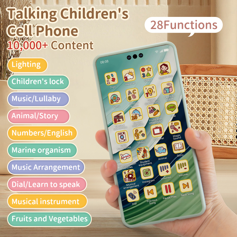 Baby Simulation Mobile Phone Toy Screen Music Early Educational Toys Learning Vocal English Mobile Vocal Toy Model Children Gift. 