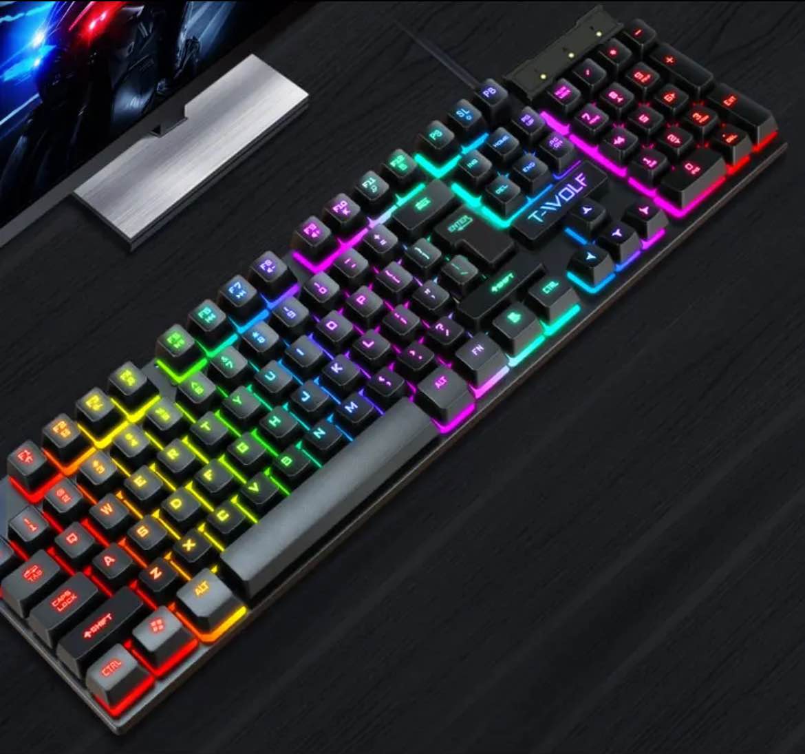 Gaming Keyboard & Mouse Combo T-Wolf TF200 Key-Board RGB LED USB Wired Keyboard and Mouse Set USB colorful LED Light mechanical Gaming Keyboard Mouse Combos for PC. 