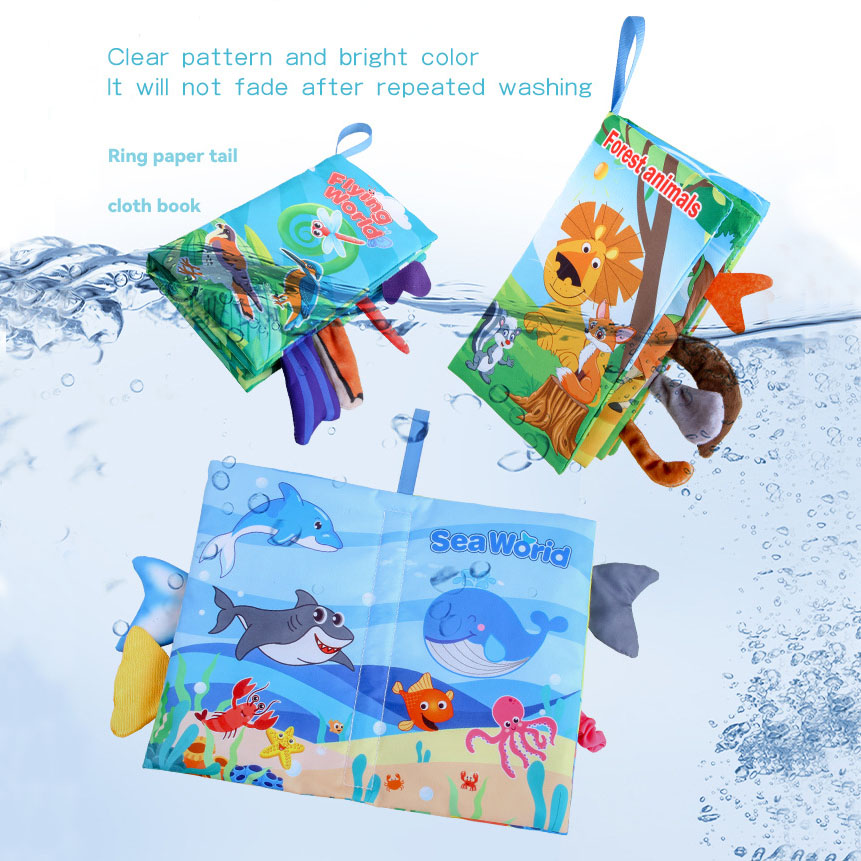 New Baby Cloth Books Visual and Auditory Training Early Educational Toys Kids Cartoon Animal Tails Book for Toddlers 12-72 Month. 
