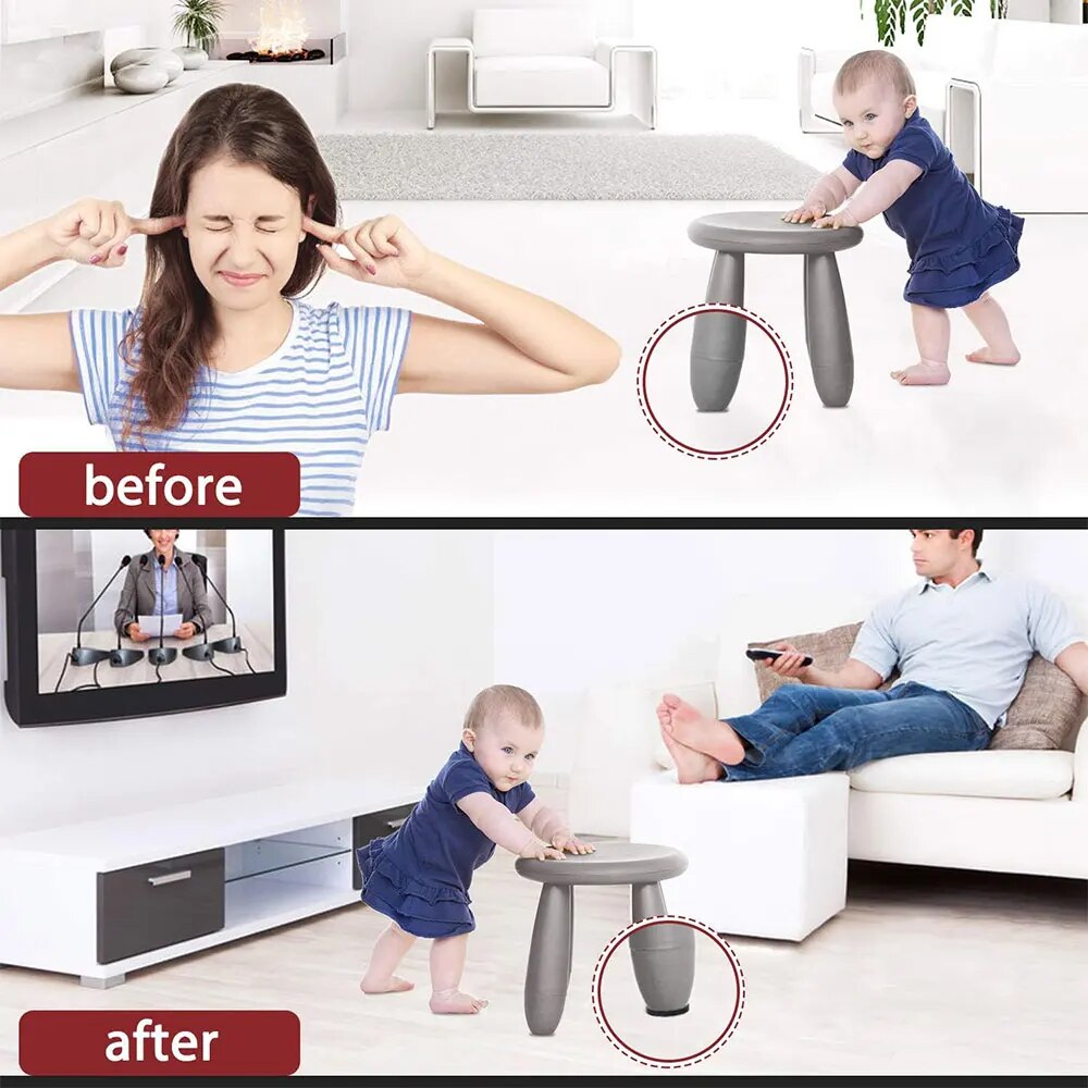 Table Leg Protectors, Anti-Scratch Leg Pads, Rubber Non-Slip Chair Leg Pads, Silent Stickers, Furniture Accessories. 
