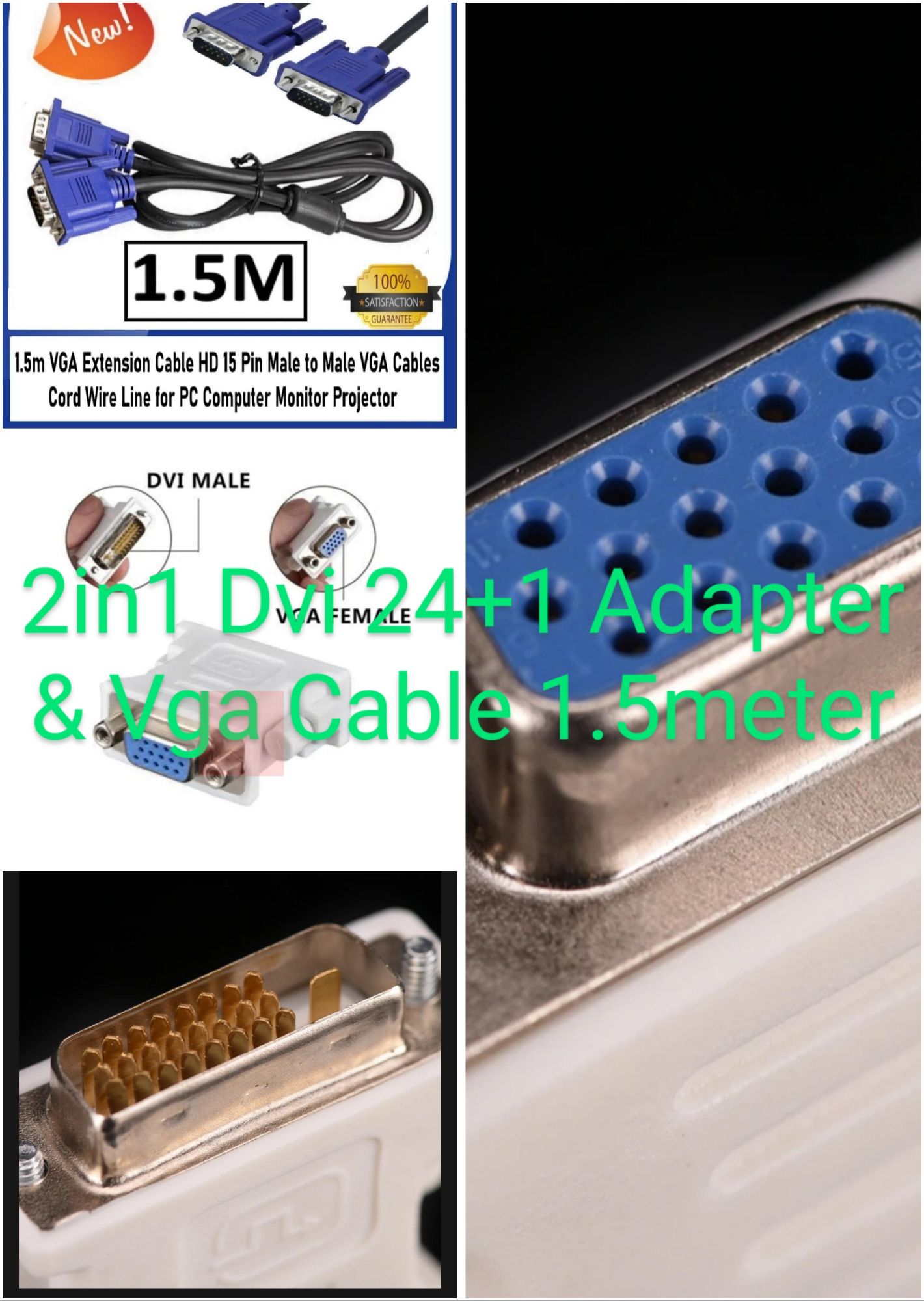 Cavo Adattatore DVI-D Maschio A VGA Femmina – Convertire Monitor PC Da DVI A VGA - Foto 3