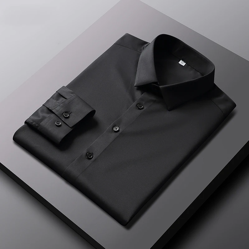 Men's Casual and Fashionable Long Sleeved Solid Color Shirt Non Ironing and Wrinkle Resistant Business Top. 