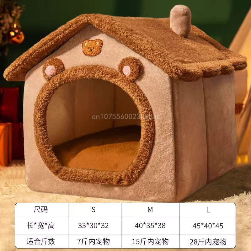 Foldable Pet House Removable Puppy Nest Washable Cat House Soft Pet Sleepping Bed For Extra Small Dogs and Small and Medium Cat. 