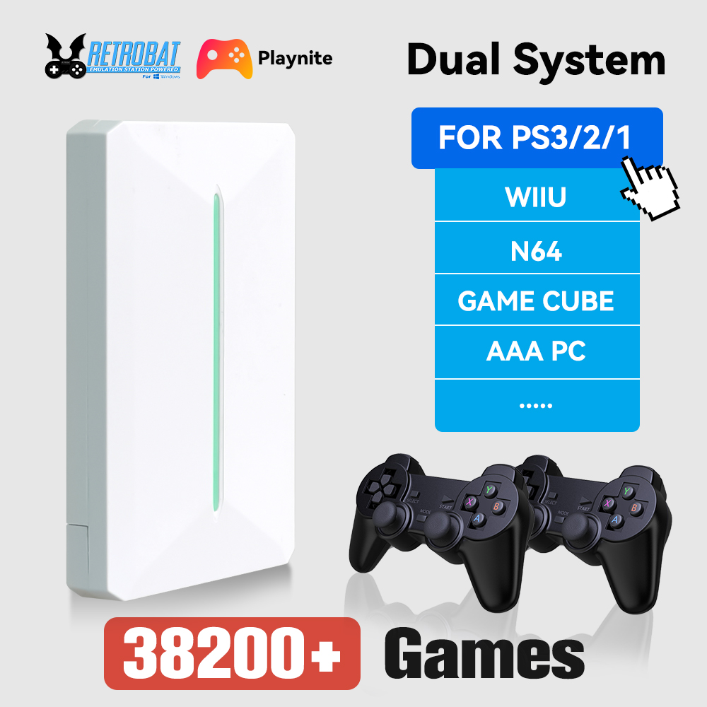 Retrobat＆Playnite Retro Gaming HDD 38200+AAA PC and Retro Games for PS3/PS2/Switch/DC/WII/WIIU/NES/MAME Emulator Game Console