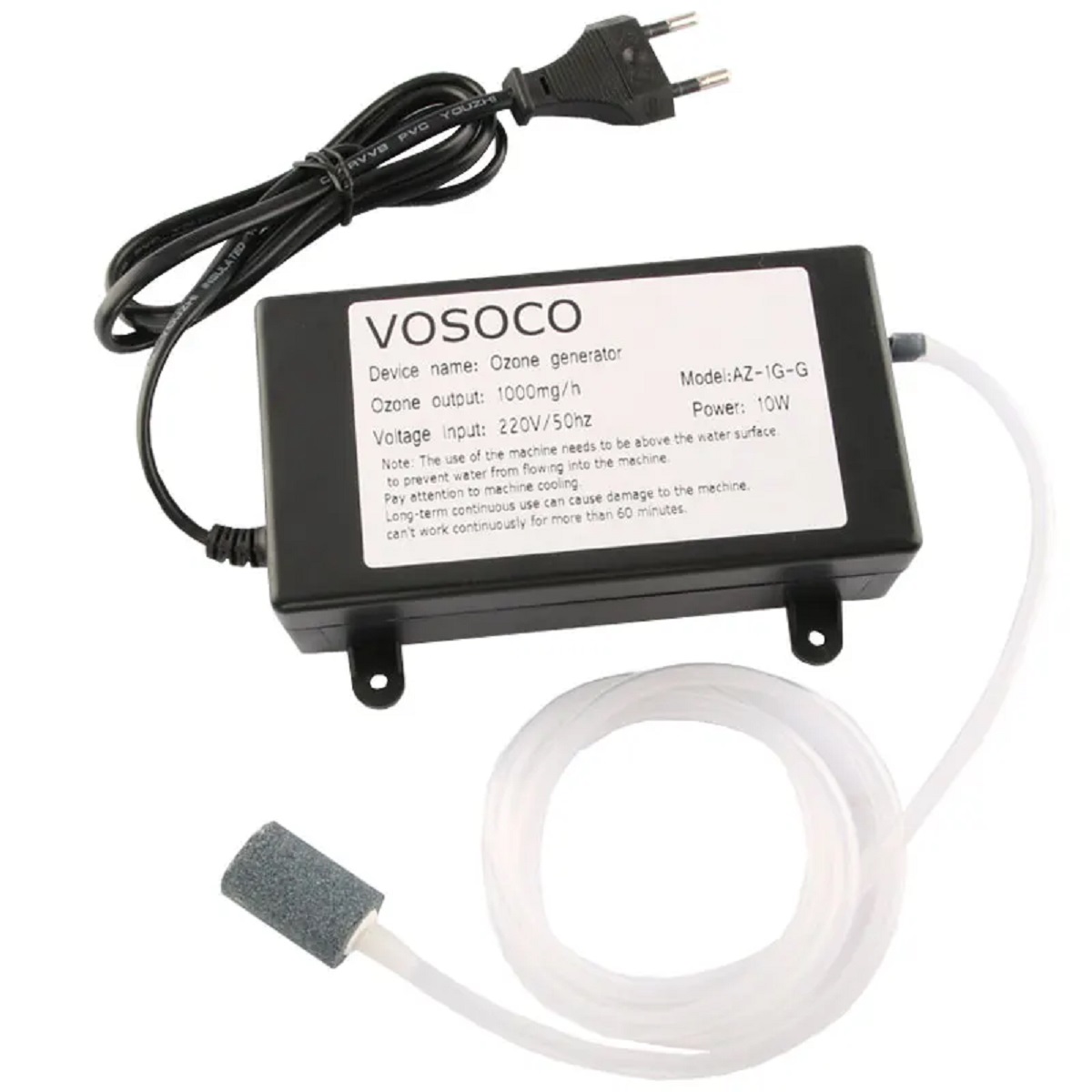 VOSOCO Ozone Generator Ozonizer Water Air Purifier Fruit Vegetable Meat Clean Fish Tank Kitchen Toilet Deodorization 1000mg. 