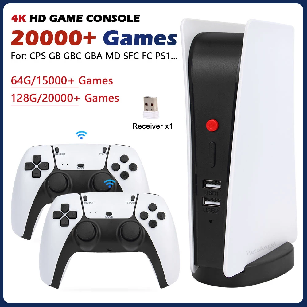M5 Video Game Console 4K Retro TV Box 20000 Games 2.4G Wireless Controllers For PS1/CPS/FC/GBA Arcade Gaming Built-in Speaker
