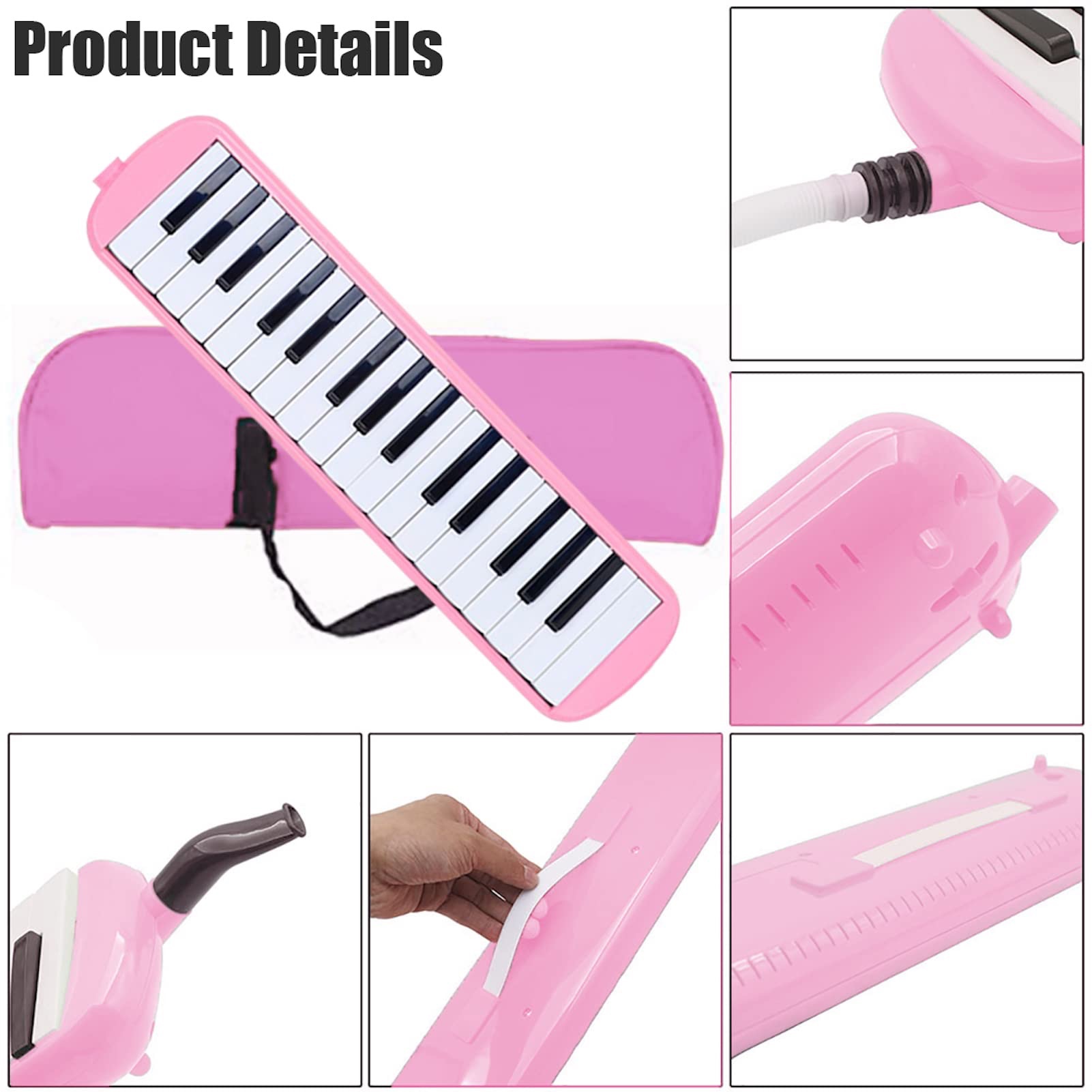 Melodica 32 Key Pianica Portable with Carrying Bag Short and Long Mouthpieces for Beginners Kids Gift. 
