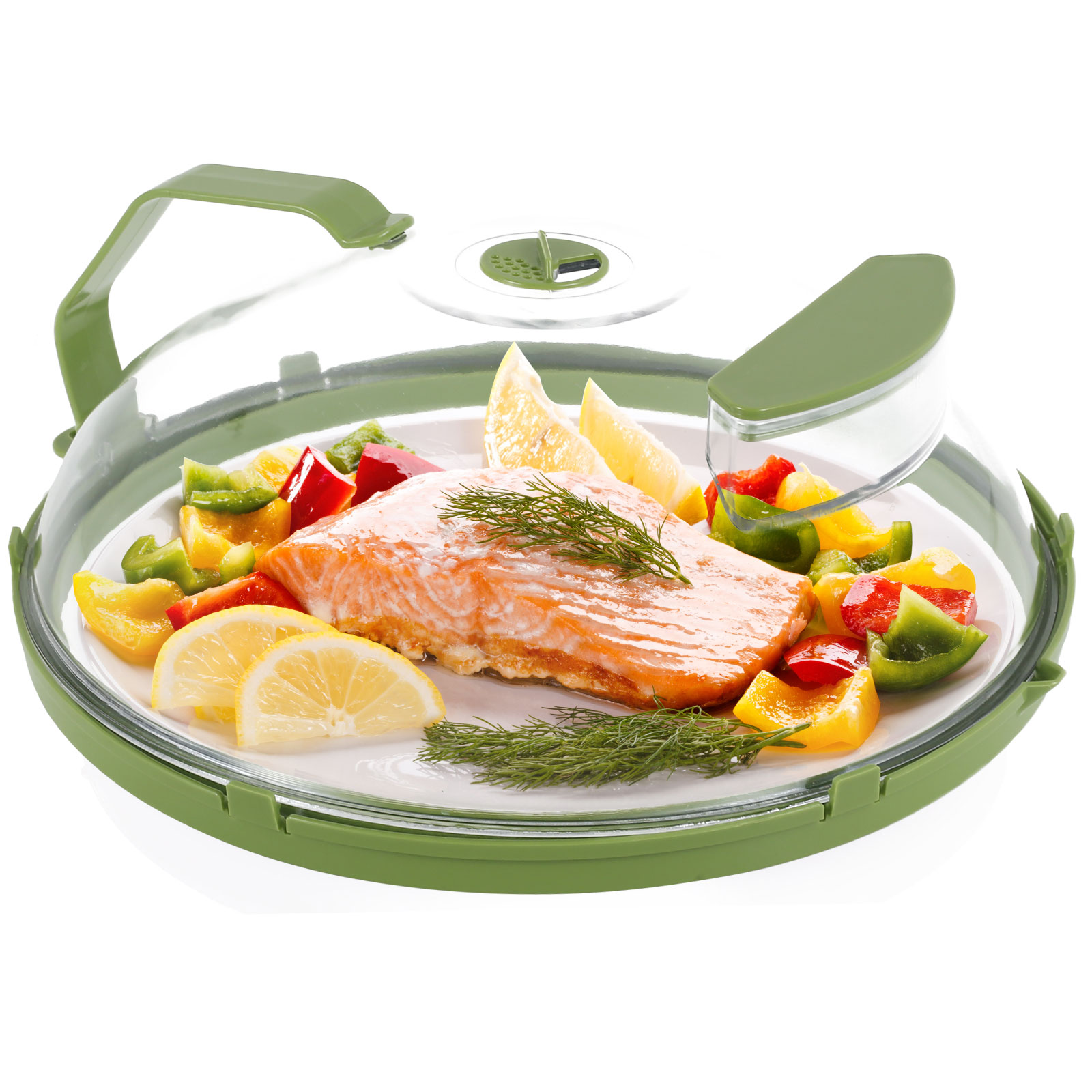 Microwave Cover Splatter-Proof Microwave Guard Cover Clear Microwave Plate Cover with Handle Kitchen Cooking Lid for Vegetables. 