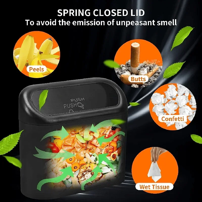 Car Trash Can (with Lid) Contains 60 (300) Garbage Bags, Small Car Trash Can, Leak-proof Mini Car Accessories. 