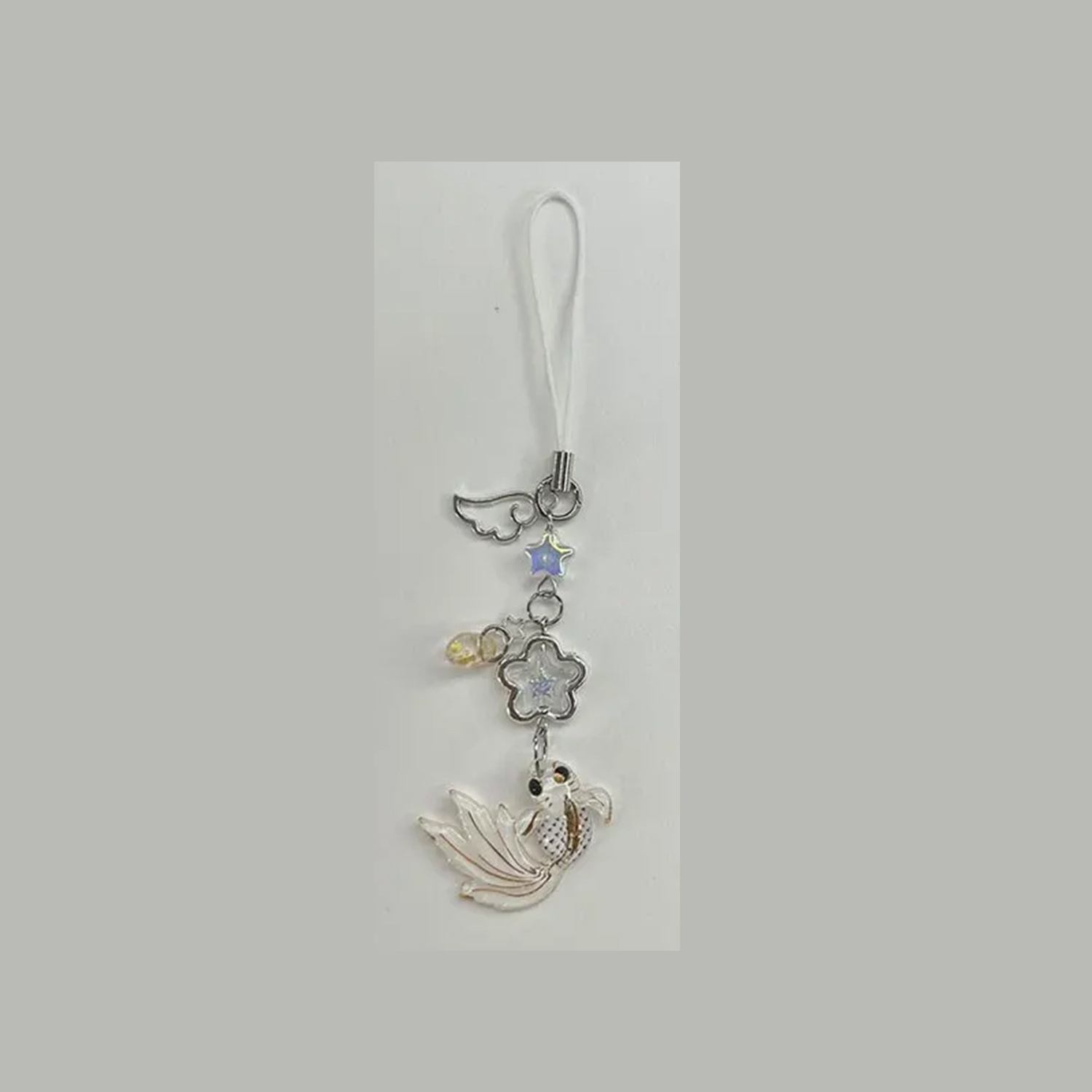 Handmade Satosugu Beaded Mobile Charm Y2K Keychain Anime Cute Fish Wings Stars Key Chains Gift for Girlfriend. 