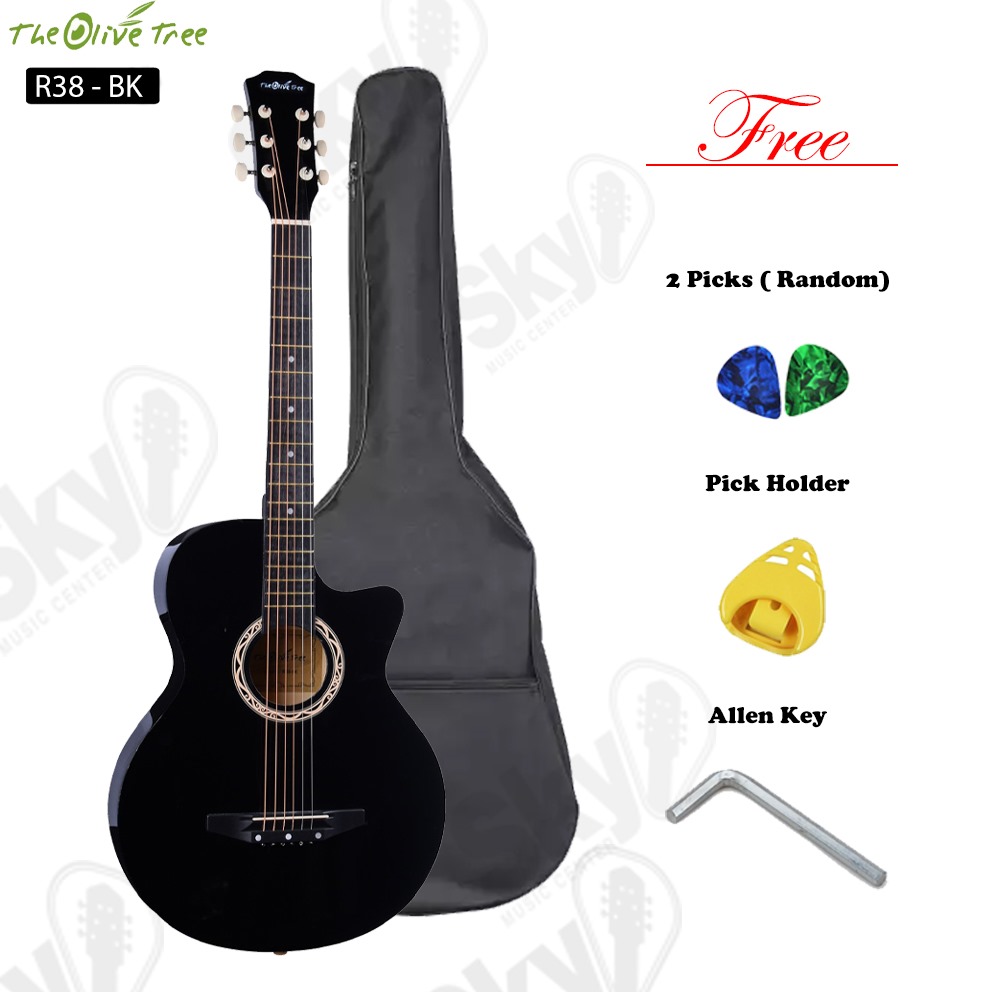38" Acoustic Box Guitar with Bag & Accessories