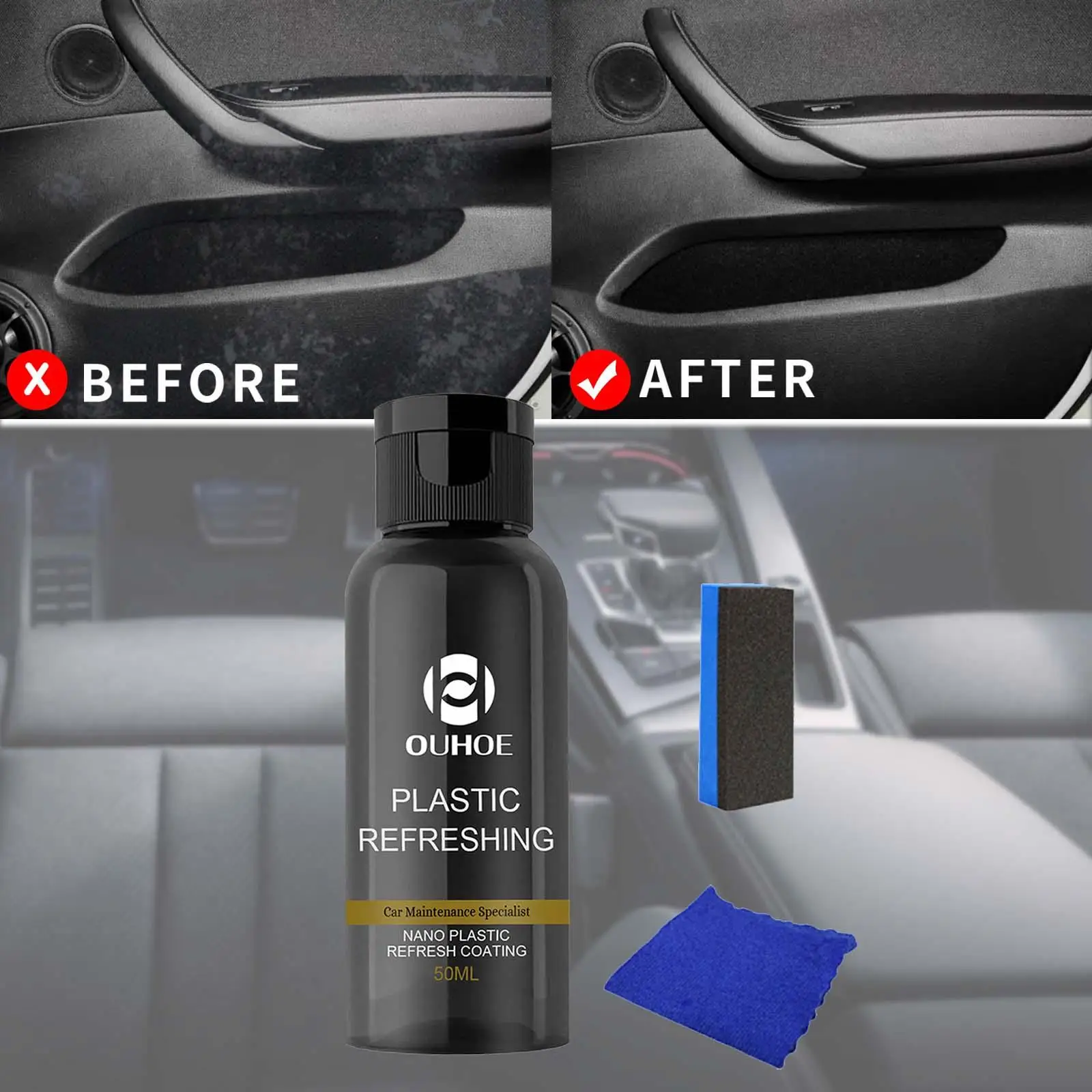 30/50ML Car Plastic Restorer Plastic Revitalizing Coating Agent for Truck Car Interior Plastic Parts Retreading Refurbish Agent. 
