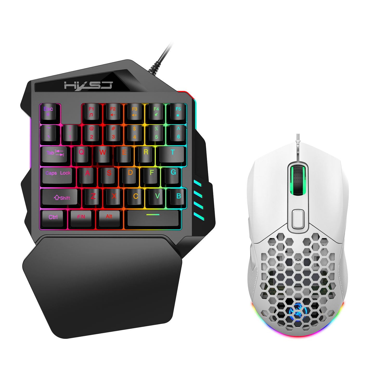 hxsj mini 35-key gaming one-handed keyboard and mouse set USB wired ...