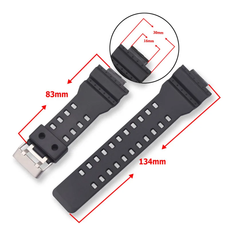 16mm Silicone Rubber Watch Band Strap Fit For Casio G Shock Replacement Black Waterproof Watchbands Accessories GD-100 G-8900. 
