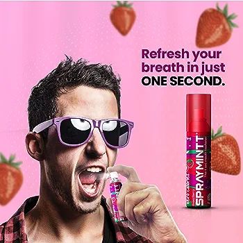 Spraymintt 1 Second Instant Mouth Freshener Spray Mouth spray breath freshener 15 gm – BreezeBerry | Natural Herbal formulation for Long lasting freshness & Germ-free mouth. 