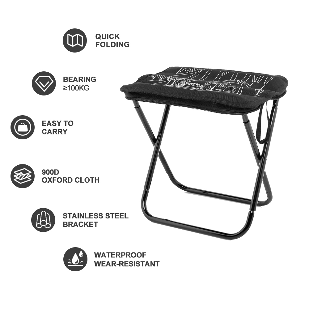 Widesea Camping Stool Foldable Chair Outdoor Fishing Lightweight Zipper Storage Portable Stainless Steel Hiking Travel Furniture. 