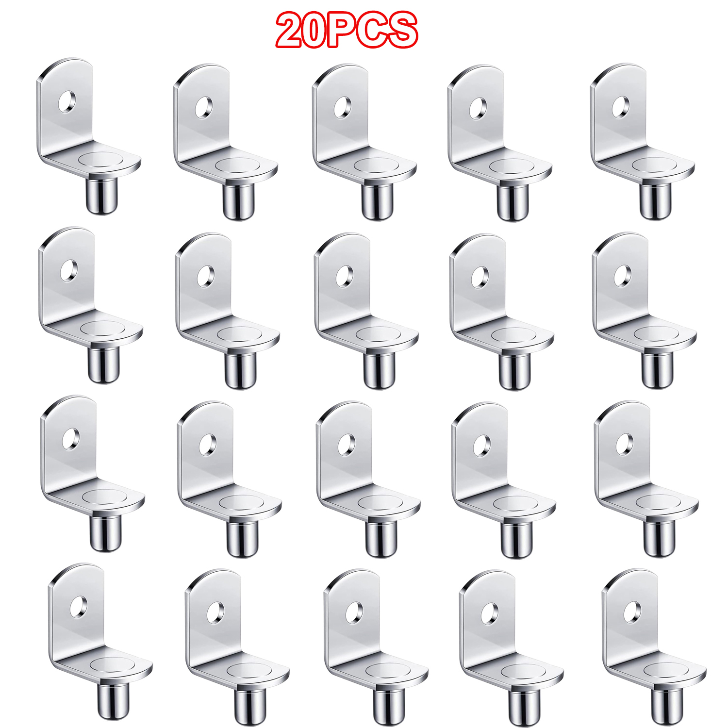 20Pcs Shelf Brackets Support Studs Pegs 5mm Metal Pin Shelves Seperator ...