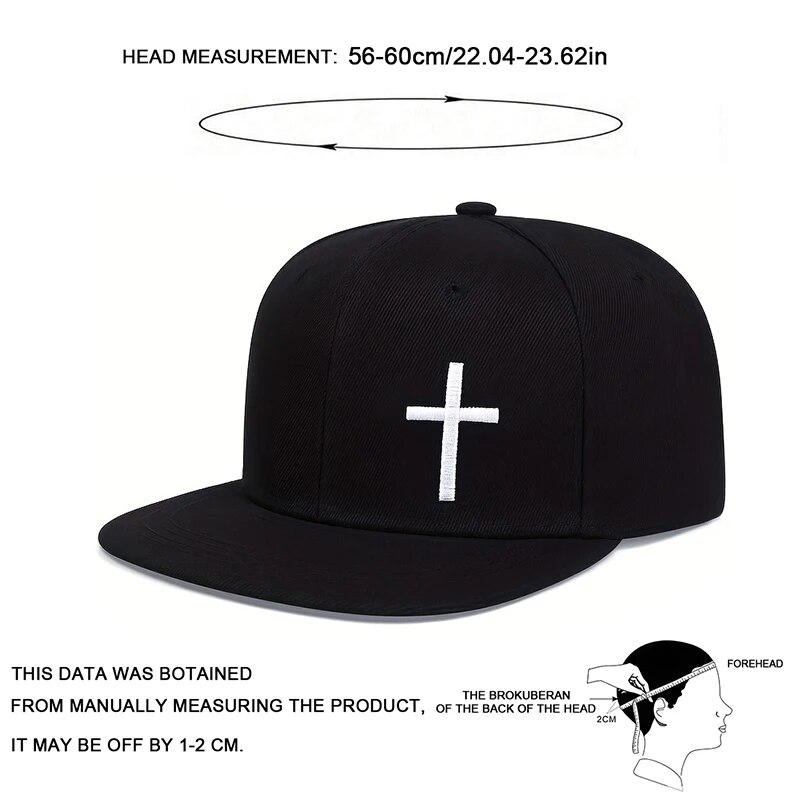 Unisex Cross Embroidery Hip-hop Hats Spring Autumn Outdoor Adjustable Casual Baseball Caps Sunscreen Hat. 