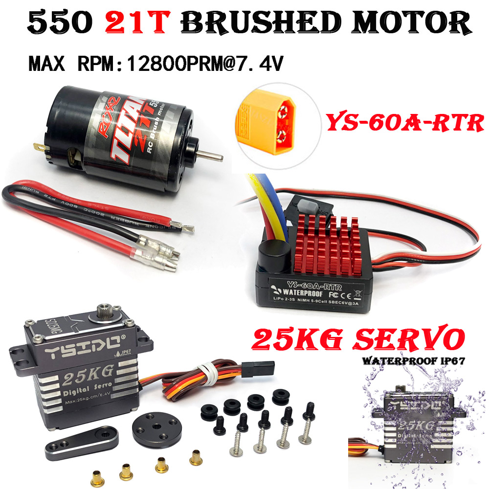 RC Car 550 Brushed Motor 35T 21T 12T 29T 60A-RTR ESC 25kg Servo Combo ...