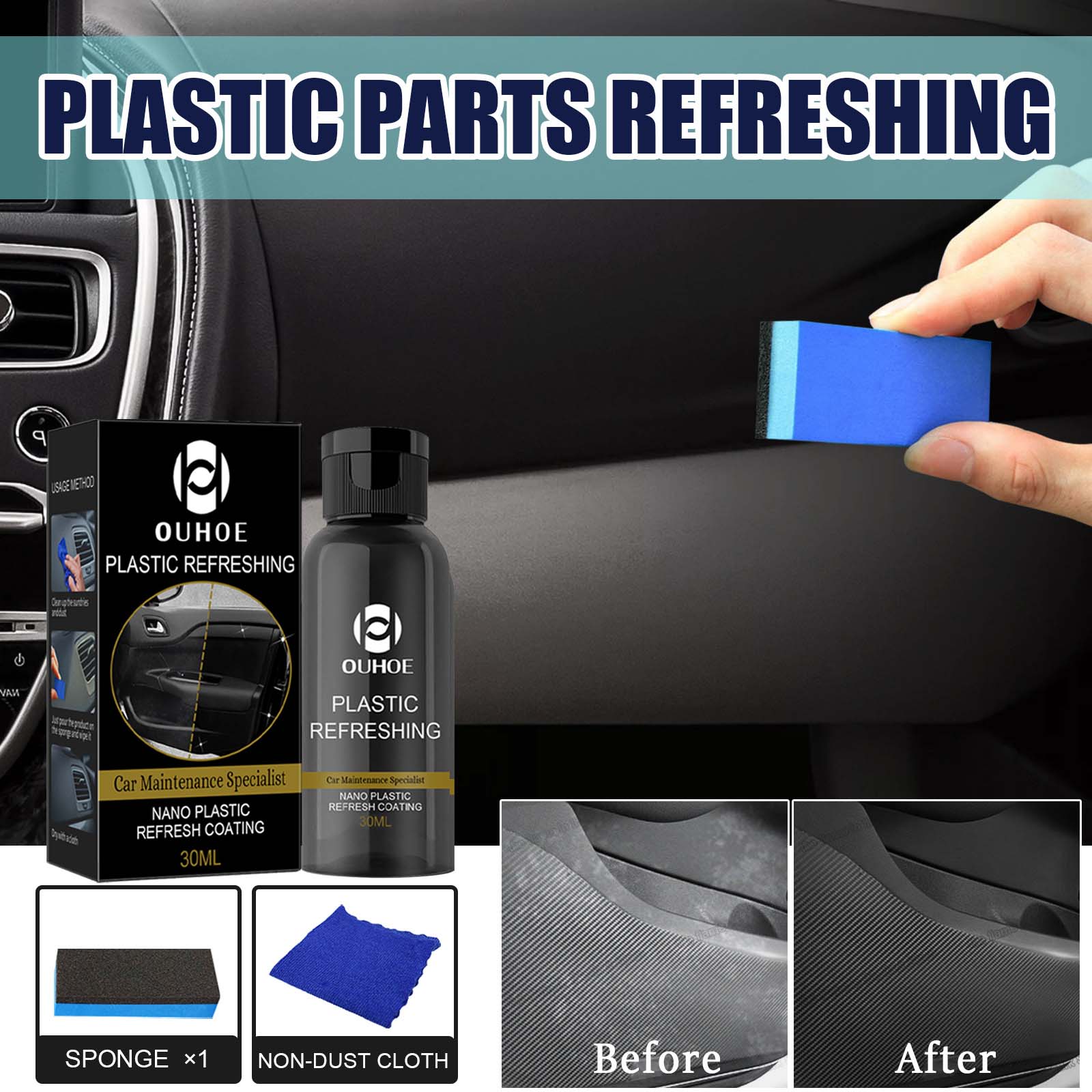 30/50ML Car Plastic Restorer Plastic Revitalizing Coating Agent for Truck Car Interior Plastic Parts Retreading Refurbish Agent. 