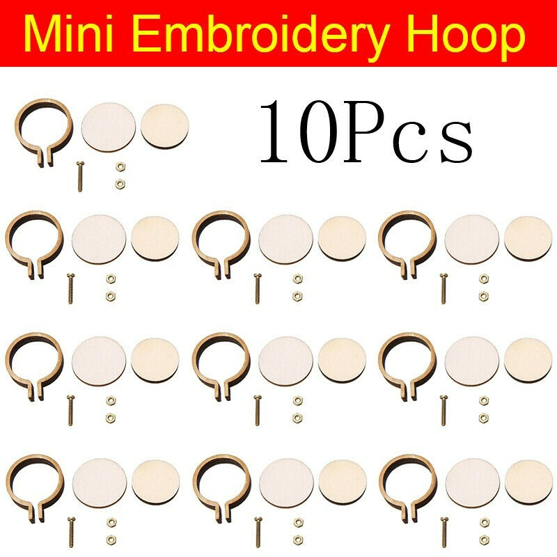 10x 20x Mini Embroidery Hoop Ring Wooden Cross Stitch Frame Handmade Pendant Crafts Embroidery Circle Sewing Kit. 