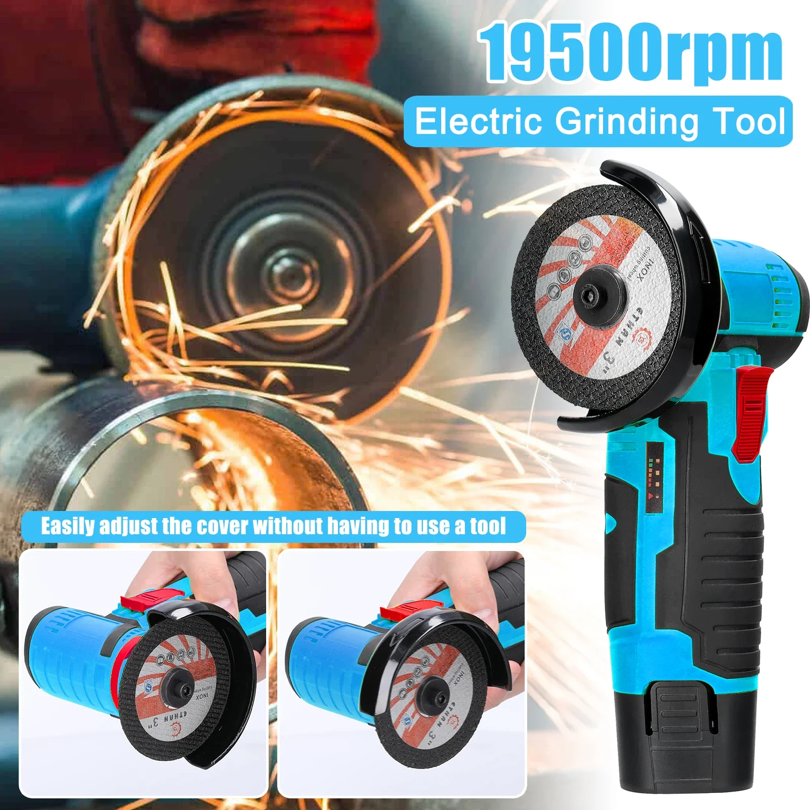 Brush motor 12v Mini Angle Grinder Rechargeable Grinding Tool Polishing Grinding Machine For Cutting Diamond Cordless Power Tool. 