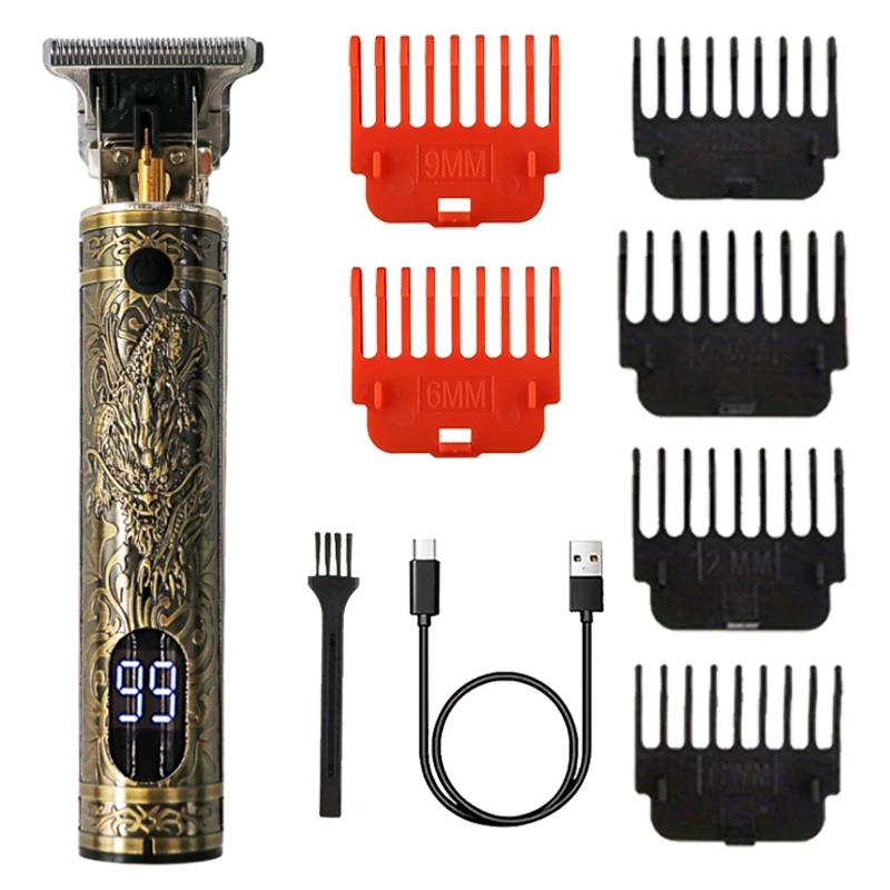T-Blade Hair Clipper for Barbers - USB Rechargeable, Cordless Design, Precision Beard and Hair Trimming, Professional Engraving. 
