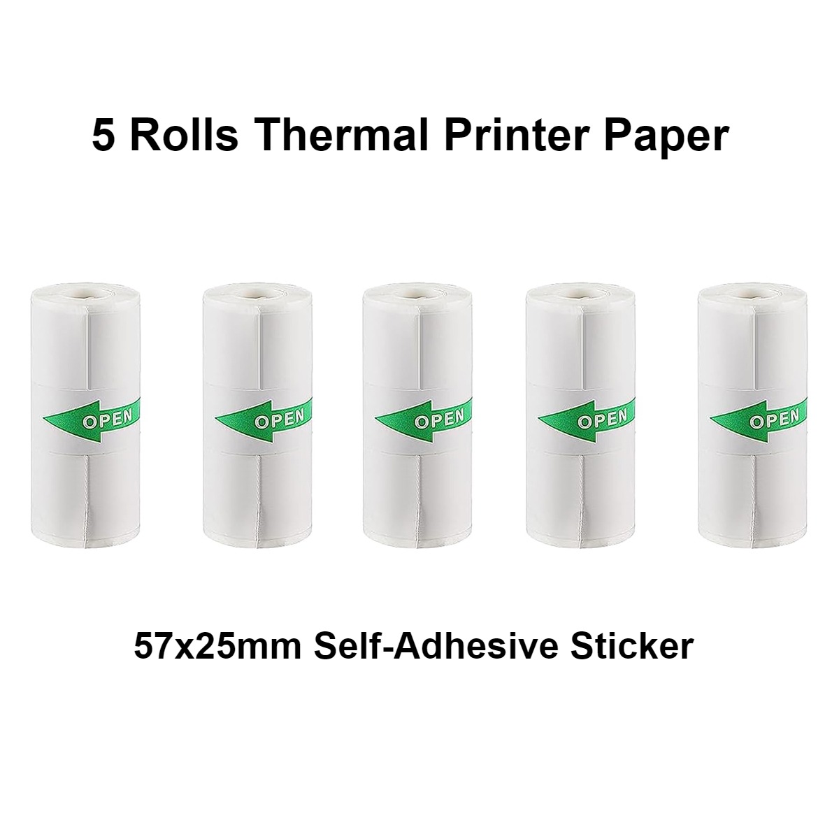 10 Rolls Mini Printer Paper, Thermal Printer Sticker Paper 57X25mm,for ...