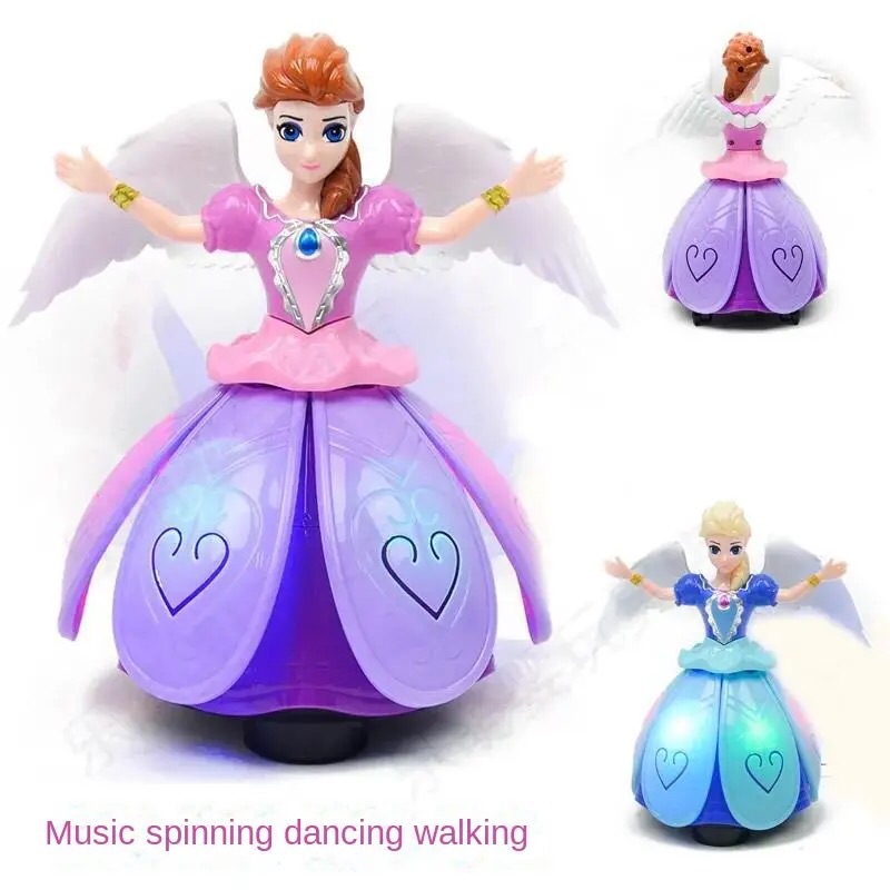 Princess Frozen Cartoon Animation Figure Elsa Doll Light Music Spinning Dance Dance Doll Model Funny Children's Gifts. 