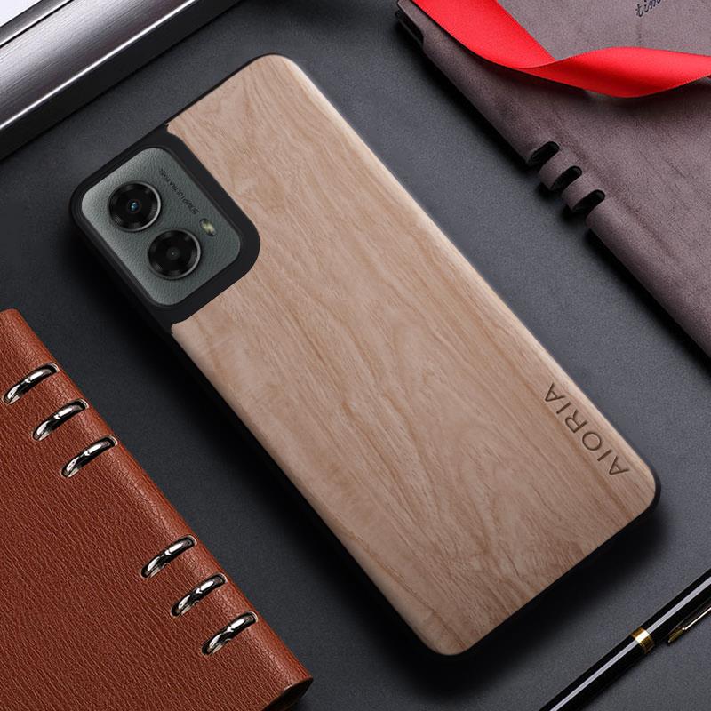 Case for Motorola G Power Stylus Play 2024 funda bamboo wood pattern Leather back cover for Moto Edge 50 pro x50 Ultra case capa. 