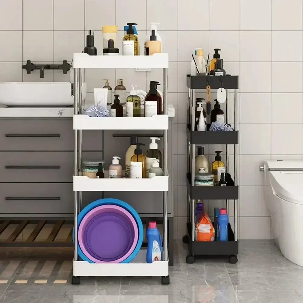 Storage Cart Multifunctional High Capacity Save Space 3/4-Tier Storage Movable Floor-Standing Rolling Vertical Shelf for Kitchen. 