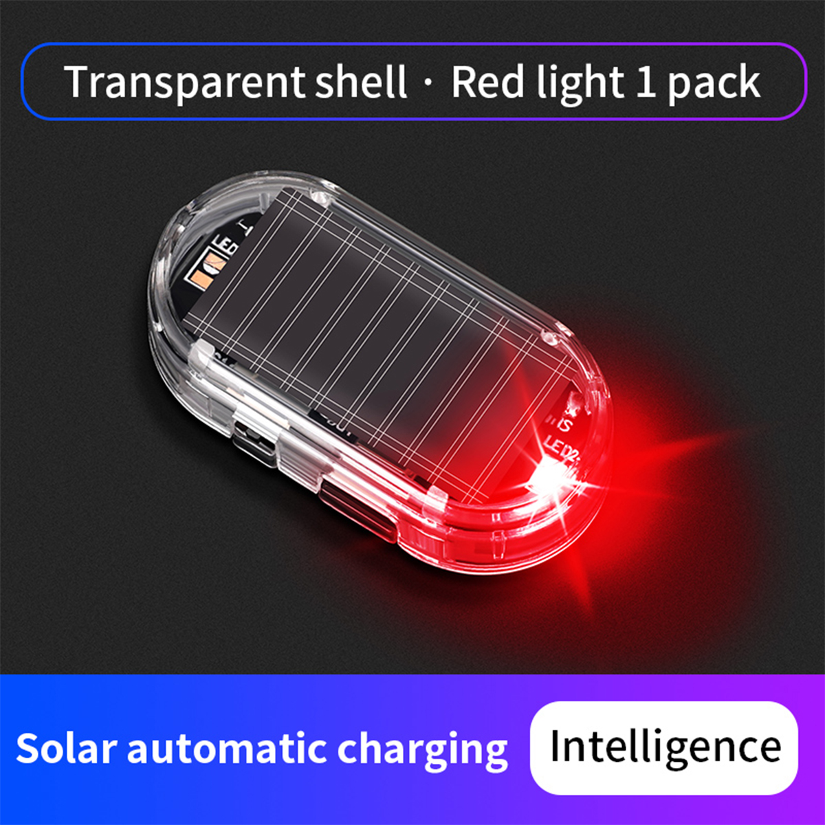 1pc Car Fake Security Light Solar Powered Simulated Dummy Alarm ...