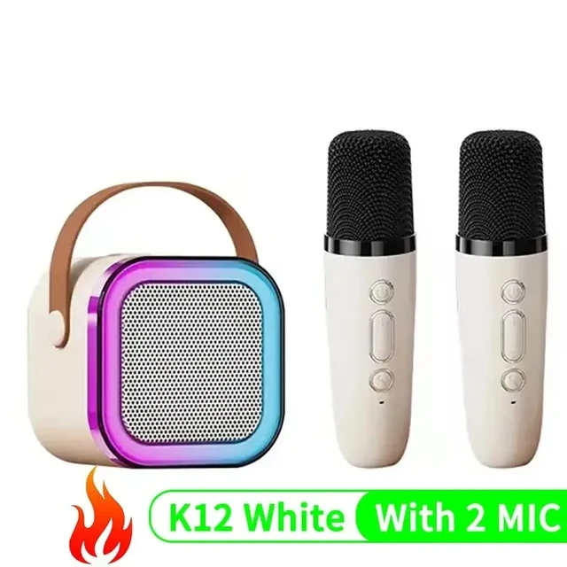 K12 Karaoke Machine Portable 5.3 PA Bluetooth Speaker System with 2 Wireless Microphones Home Family Singing Children's Gifts. 