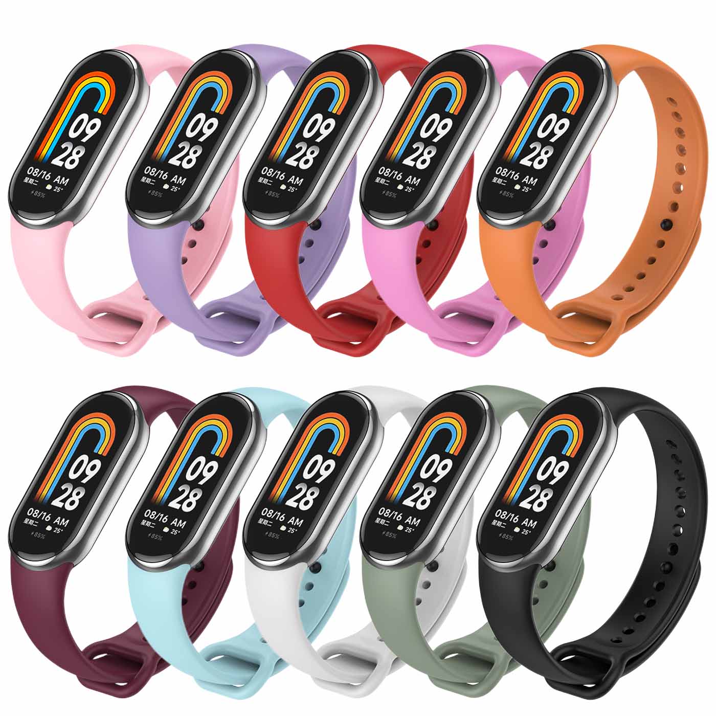 10 Pcs/Pack Strap for mi Band 8 9 Silicone Bracelet for XiaoMi Band Xiomi Xiami Wrist Strap Man Women. 