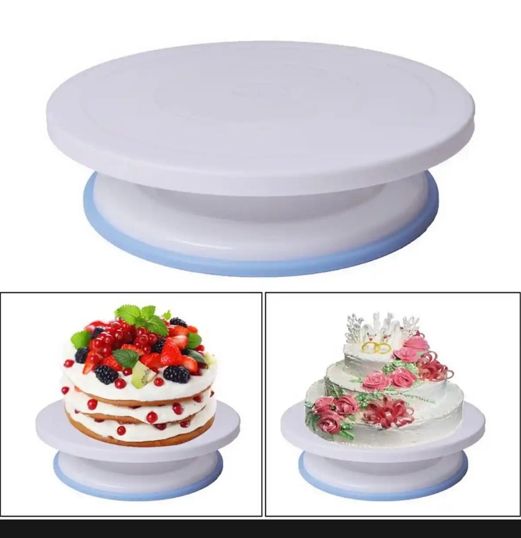 Buy HomeUse Extra-Smooth Rotating Cake Stand Featuring Roller Bearing and 4  pcs Scraper Fondant Set Online at Low Prices in India - Amazon.in