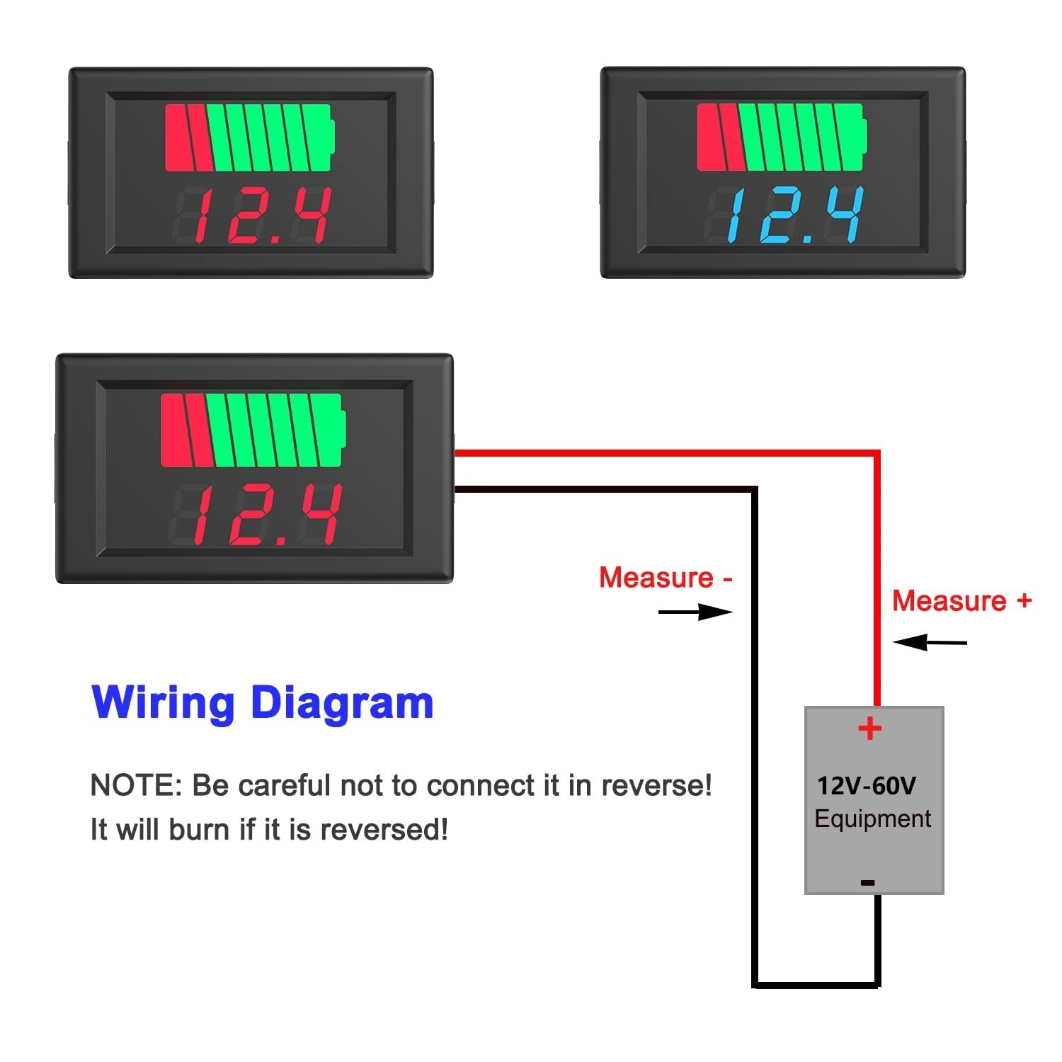 12V 24V 36V 48V 60V Car Battery Charge Level Indicator Lithium Battery ...