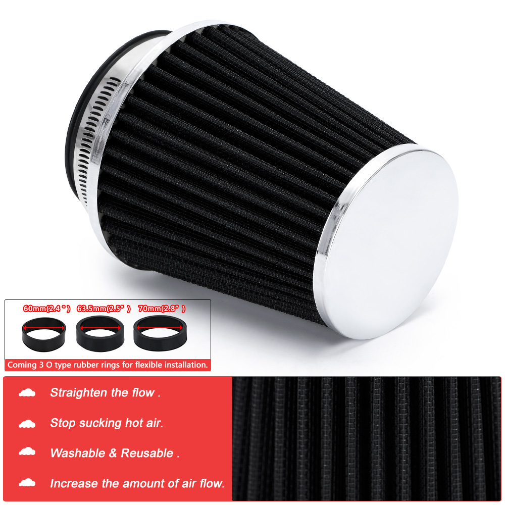 Universal Car High Flow Cold Air Intake Air Inlet Air Intake System Mushroom Head Air Filter Neck 76mm/70mm/63.5mm/ 60mm. 